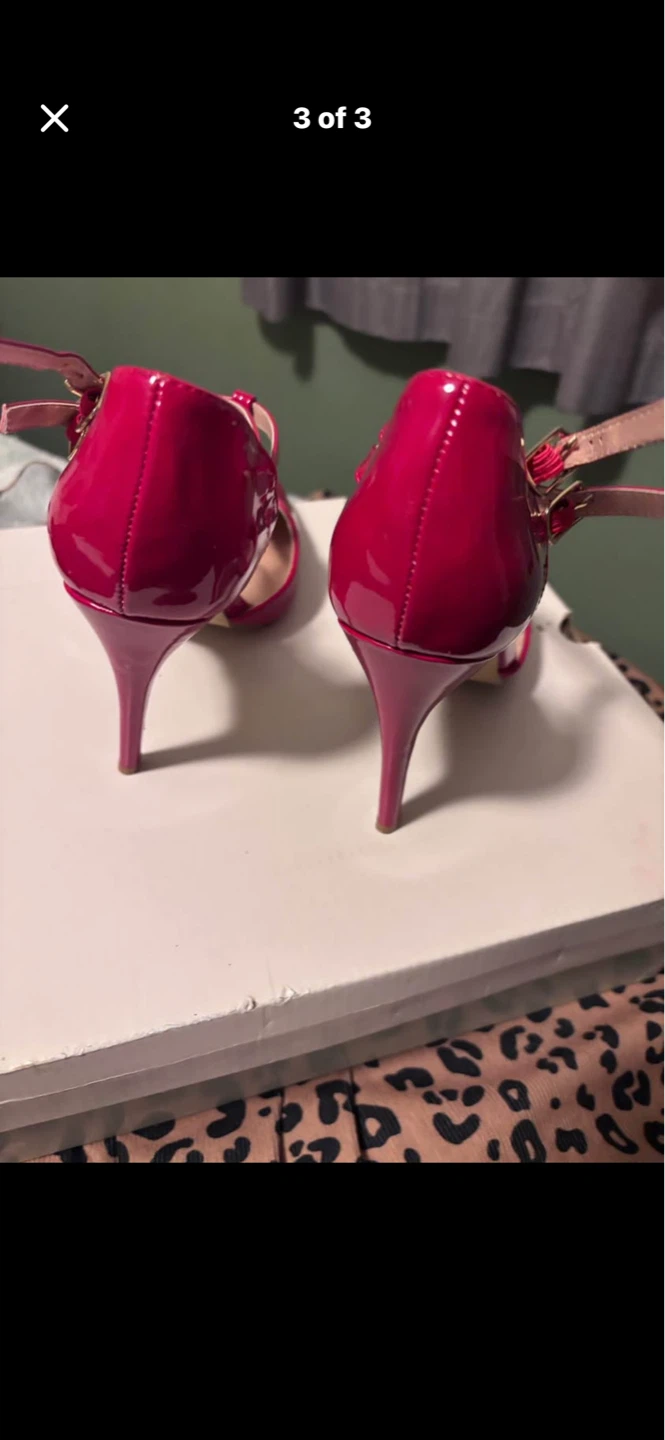 NINE WEST Pink Patent Leather Pointed Toe Heels Size 11 - photo 3