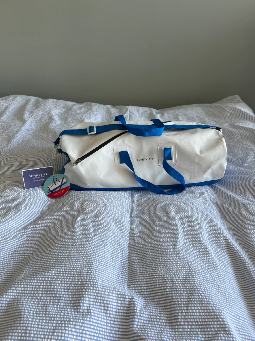 From Australia trip, waterproof beach/pool bag Tags on!