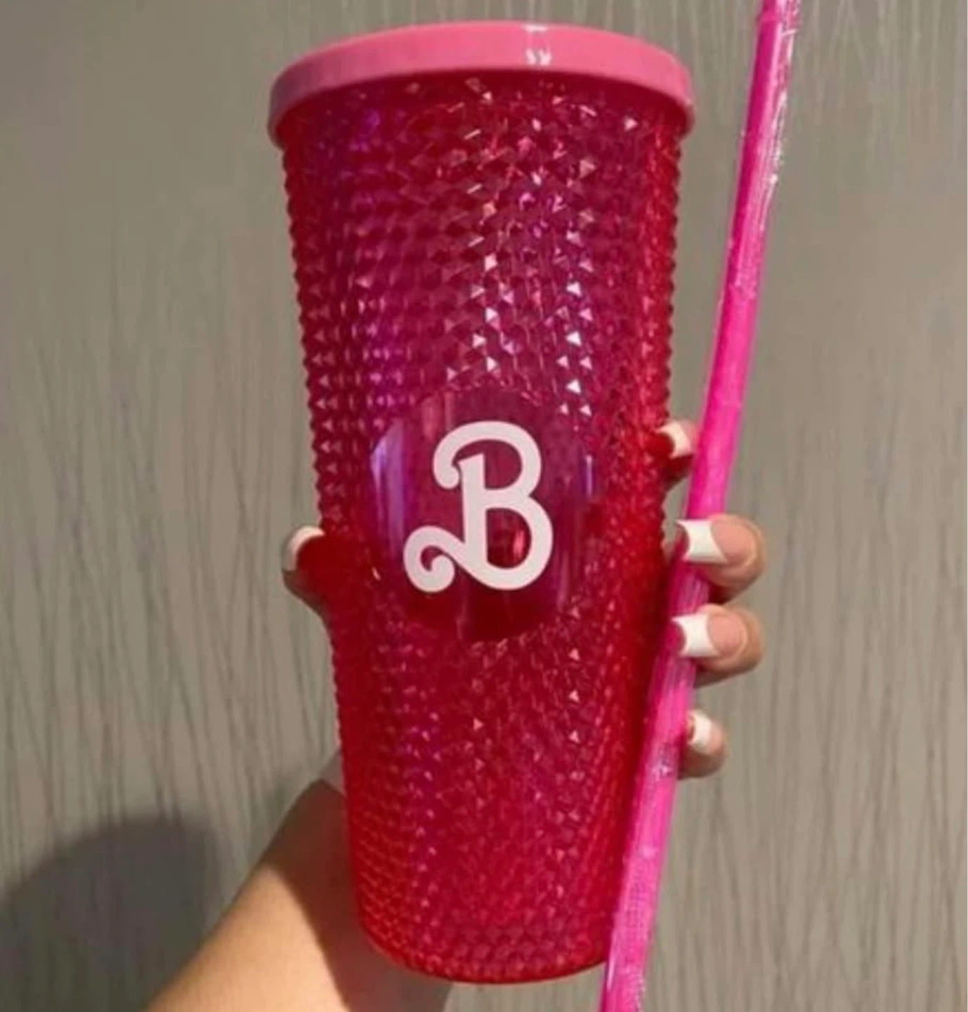 Cinemark Barbie Cup Studded Tumbler Hot Pink