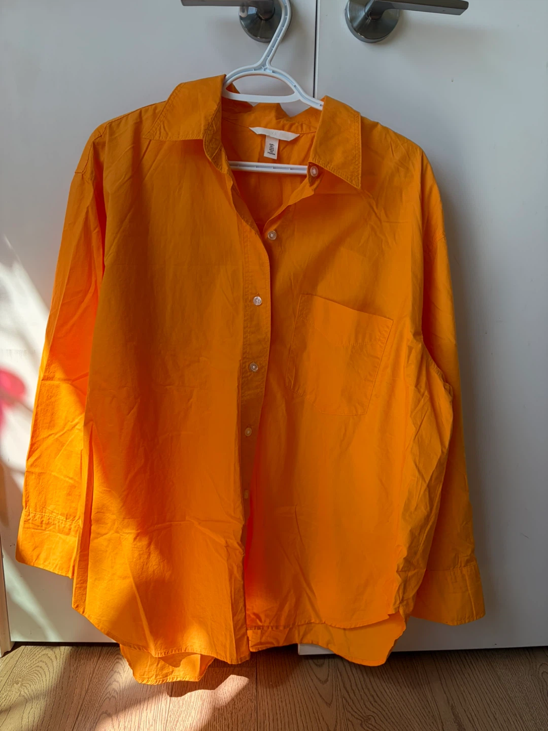 H&M Orange Button-Up Shirt - Size L
