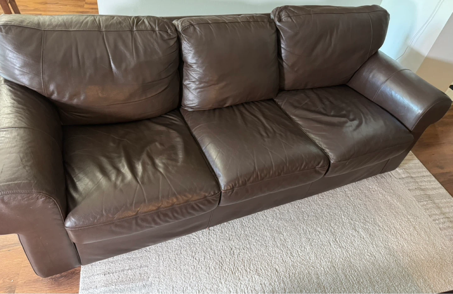 Brown Leather 3-Seater Sofa couch plus chair and ottoman