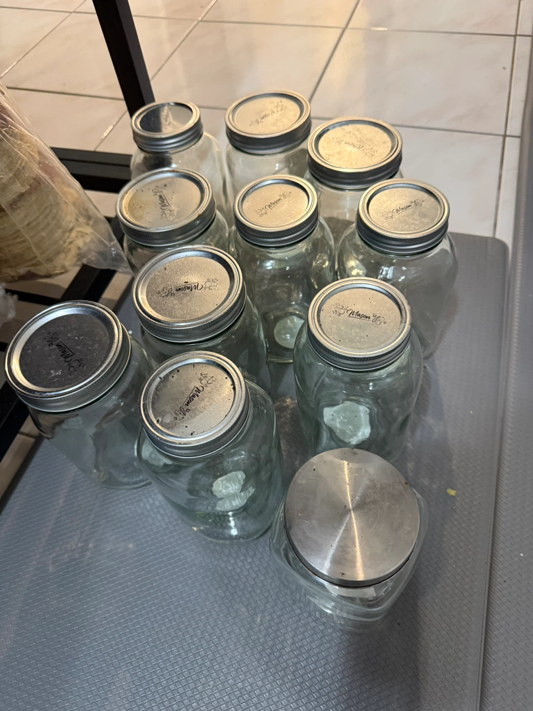 Set of 10 Mason Jar Glass Storage Jars