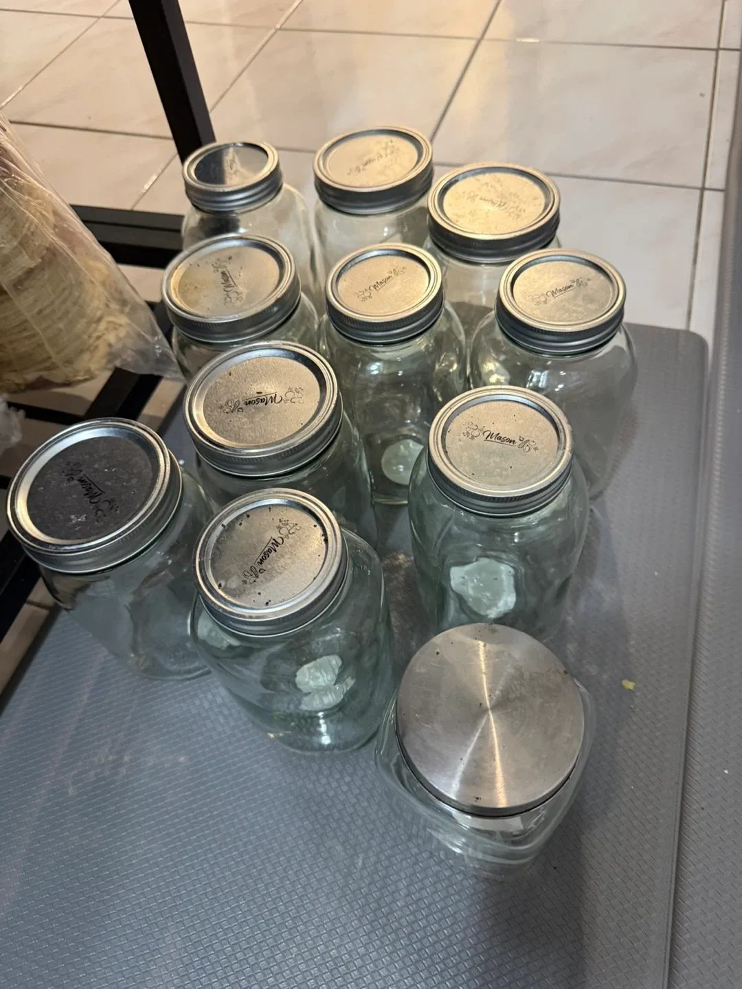 Set of 10 Mason Jar Glass Storage Jars