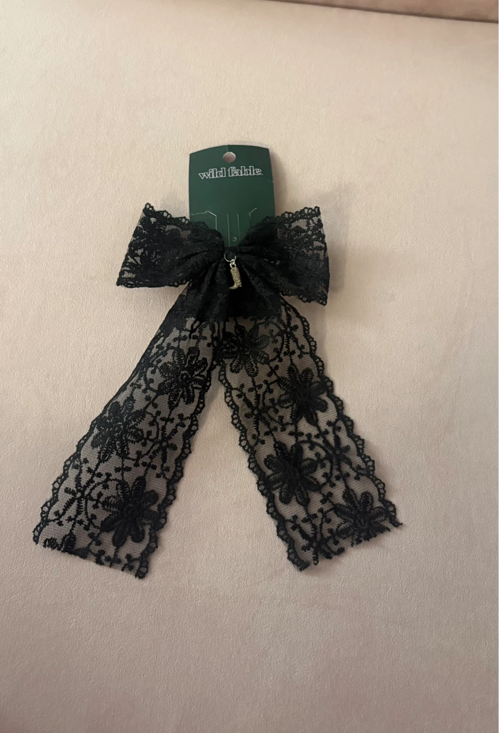 Wild Fable Black Wide Lace Hair Barrette with Boot Charm