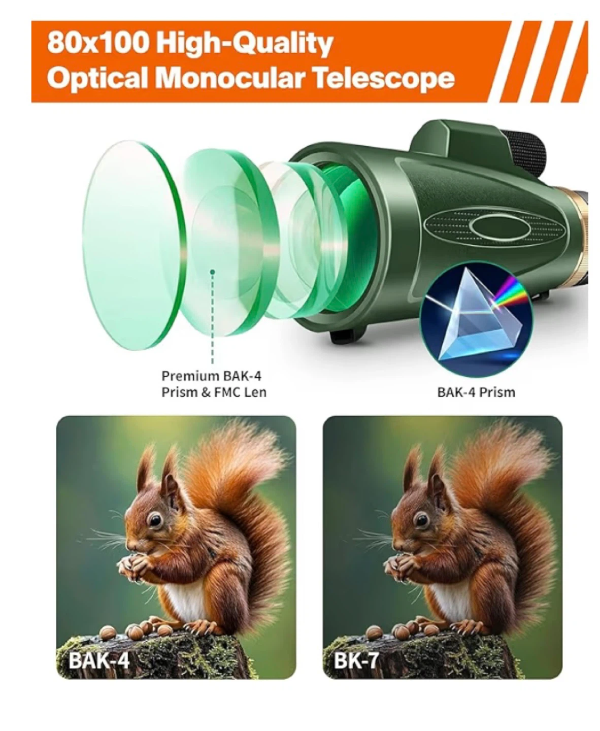 80x100 High-Quality Optical Monocular TelescoSmartphone Adapter - photo 3