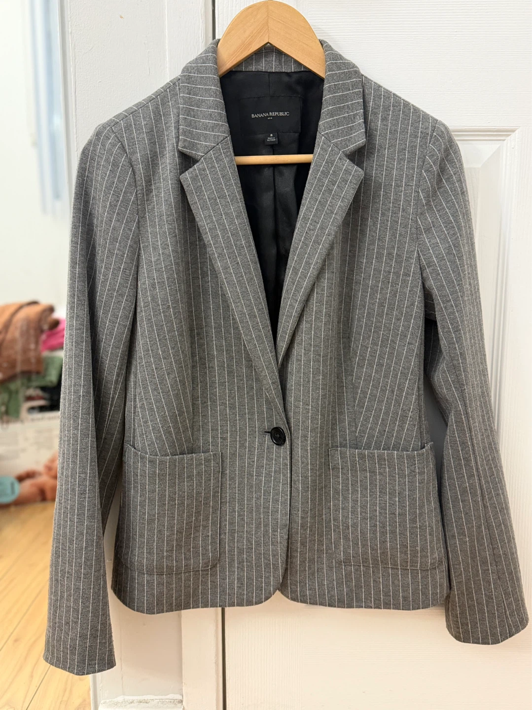 Banana Republic Grey Pinstripe Blazer - Size 8