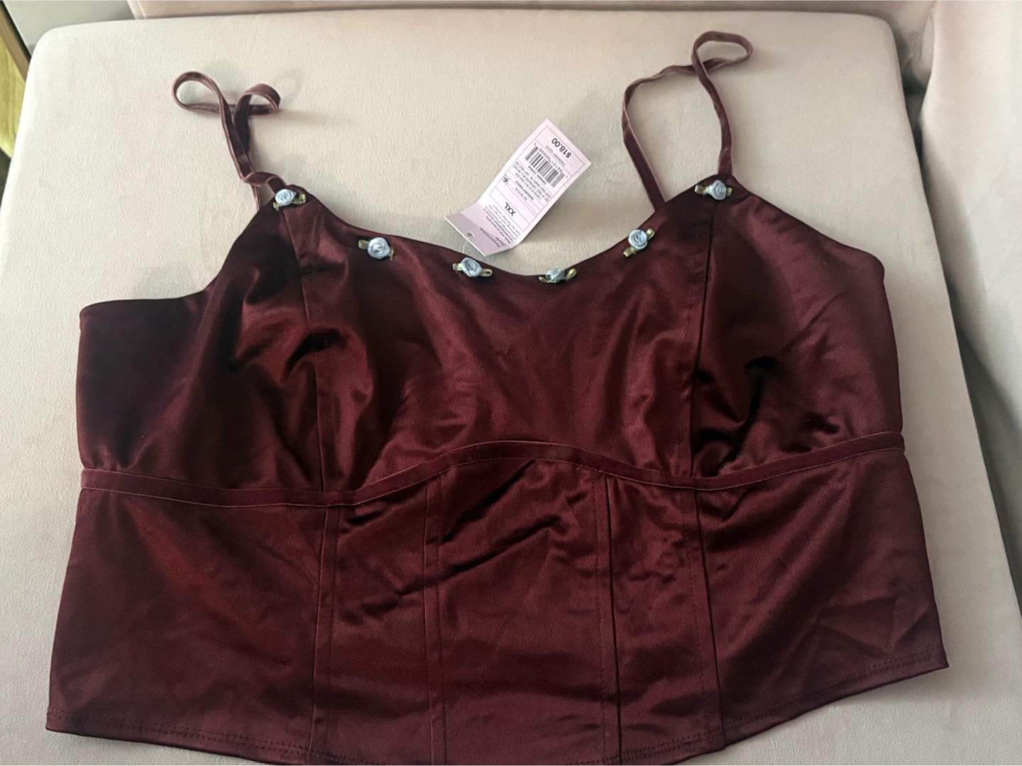 Women's Rosette Satin Corset Tank Top - Wild Fable Red XXL