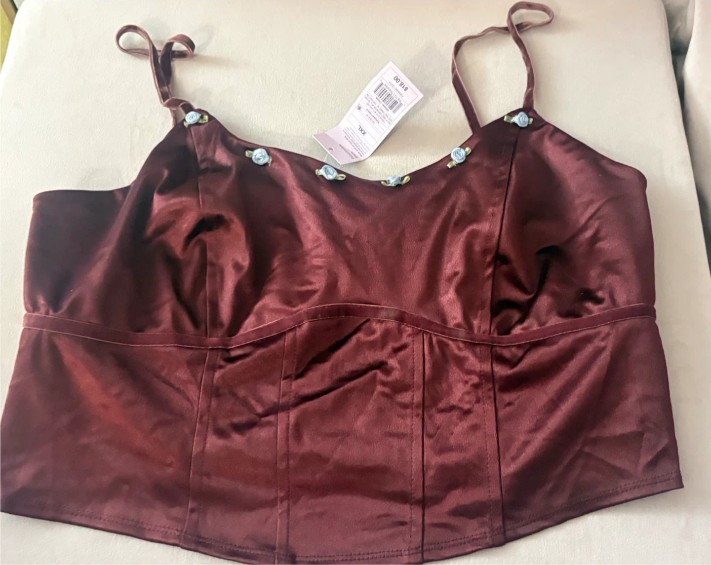 Women's Rosette Satin Corset Tank Top - Wild Fable Red XXL - photo 2