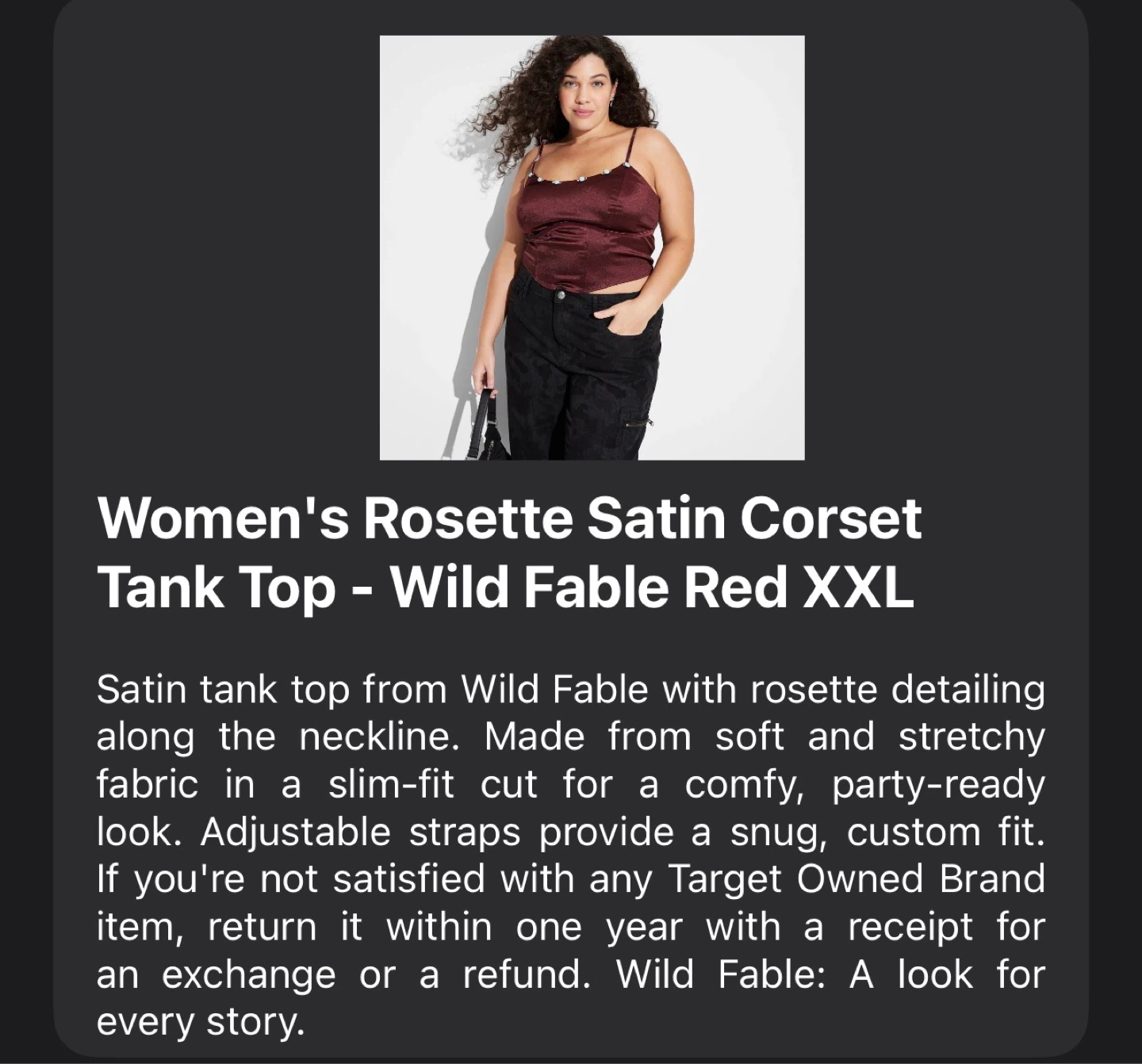 Women's Rosette Satin Corset Tank Top - Wild Fable Red XXL - photo 4