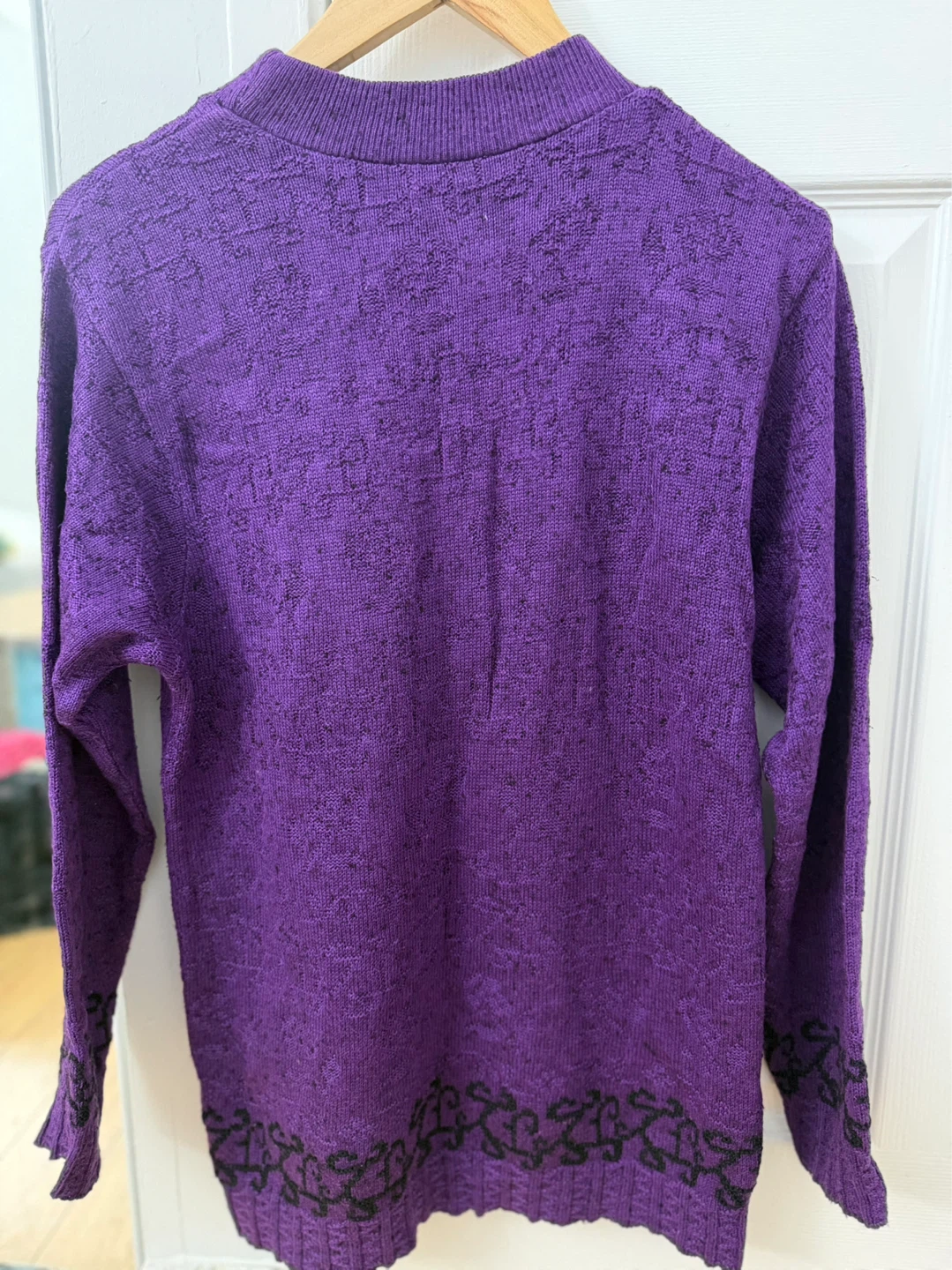 Purple Knit Sweater with Black Pattern - photo 5