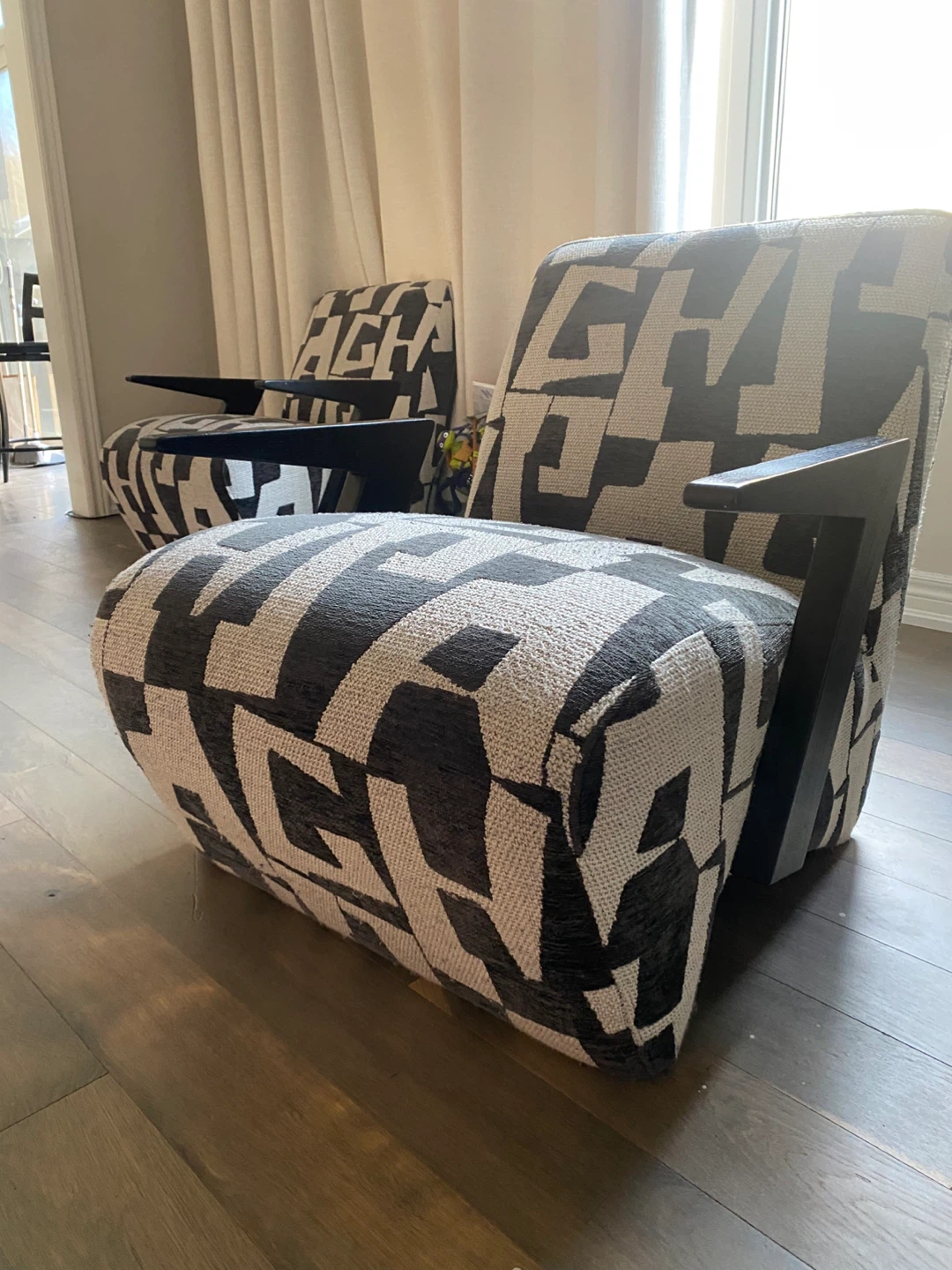 Designer Armchair with Geometric Pattern