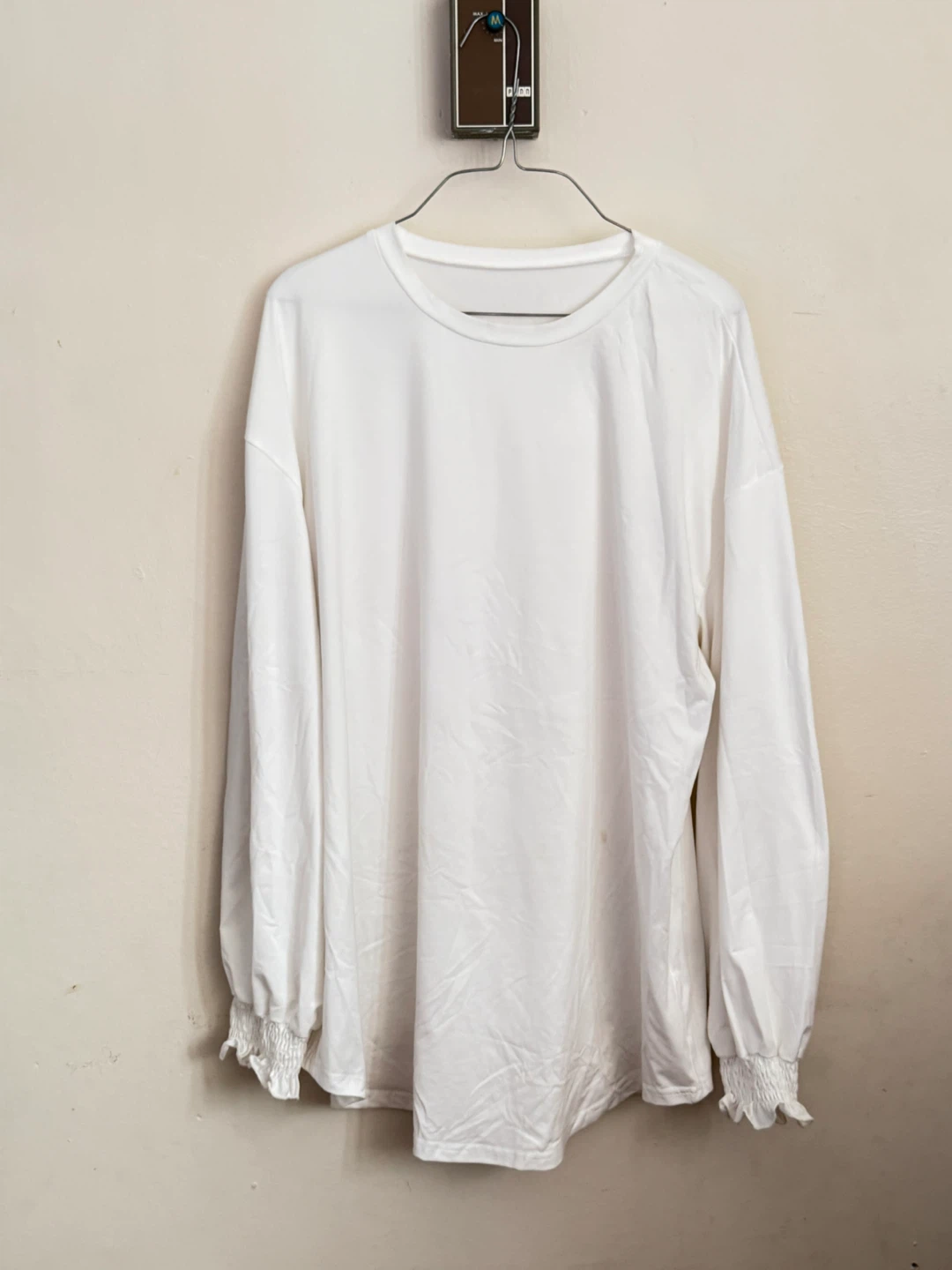 White Long Sleeve Top with Smocked Cuffs 🤍🕊️