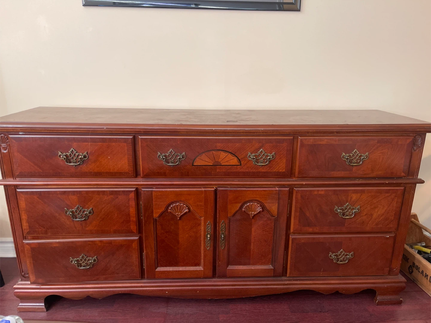 Cherry Wood Dresser with 7 Drawers