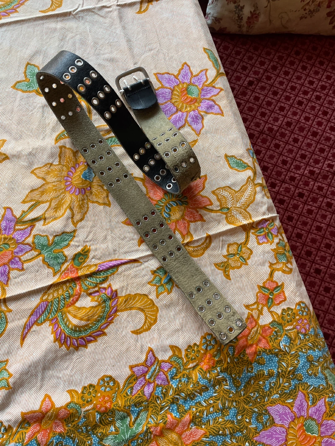 Black Leather Double Prong Belt - photo 2