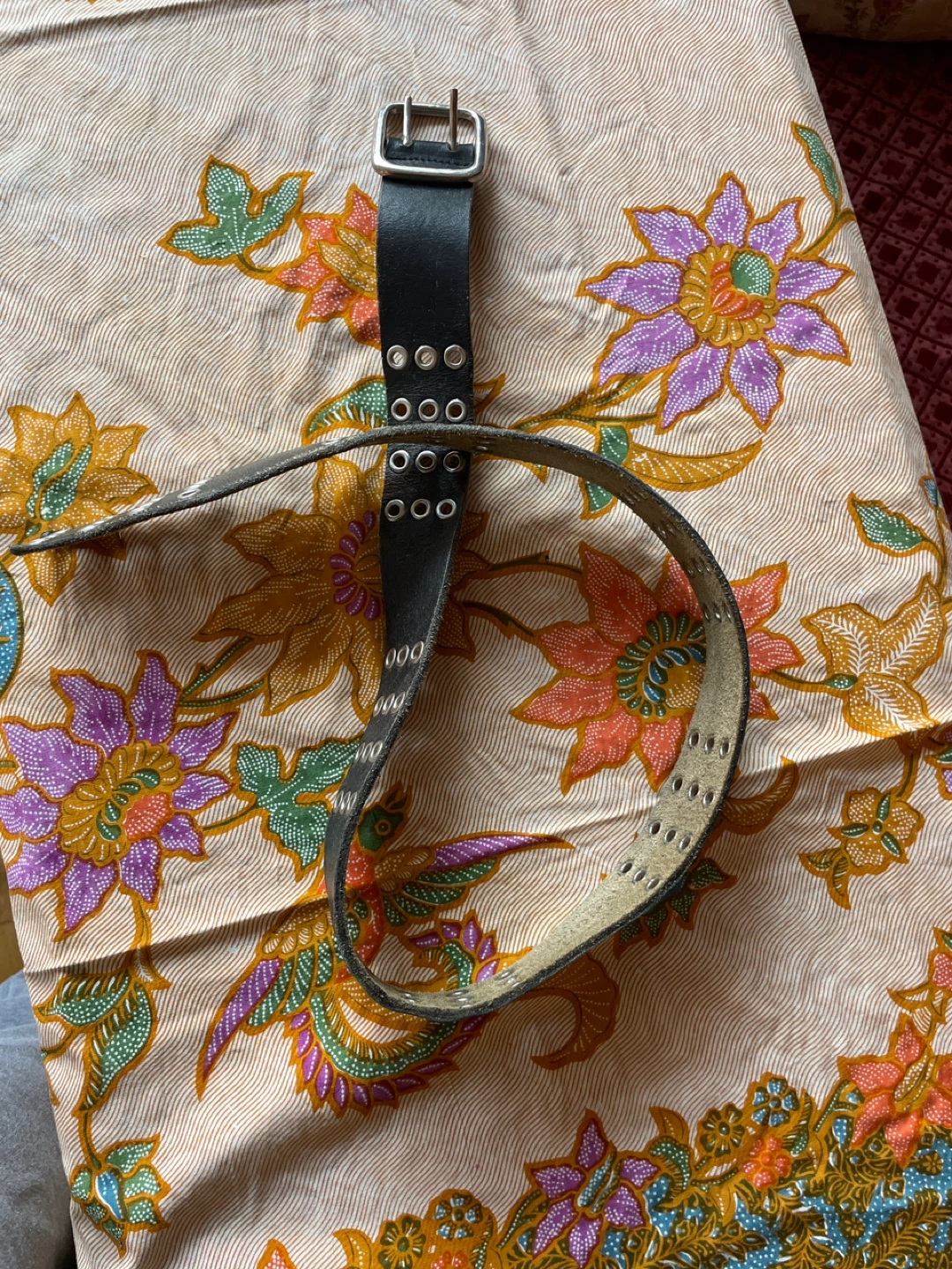 Black Leather Double Prong Belt