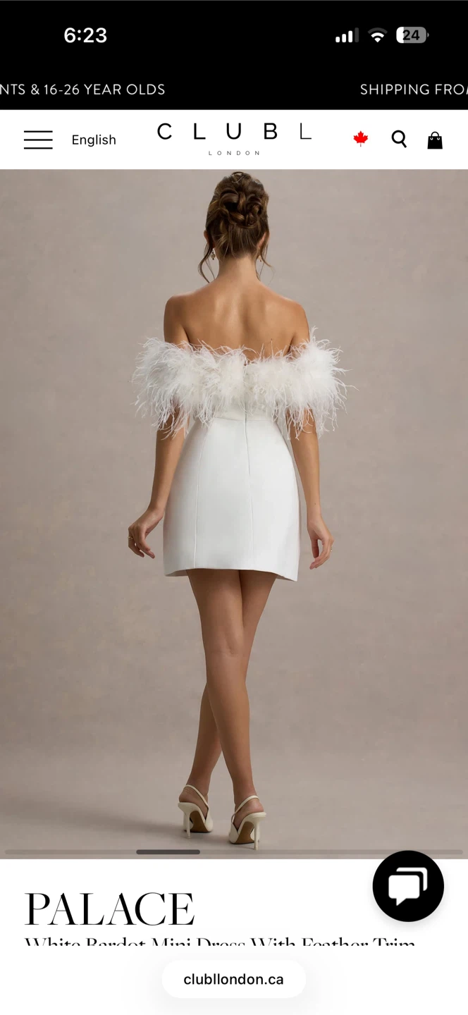 White Mini Dress with Feather Trim - photo 3