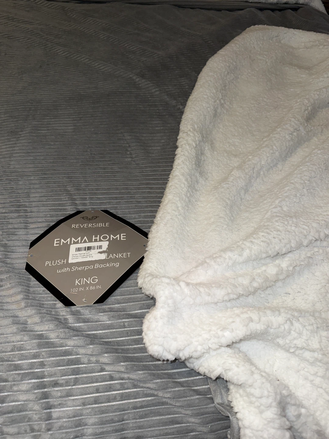 🌱 Emma Home Reversible Plush Blanket with Sherpa Backing - King - photo 3
