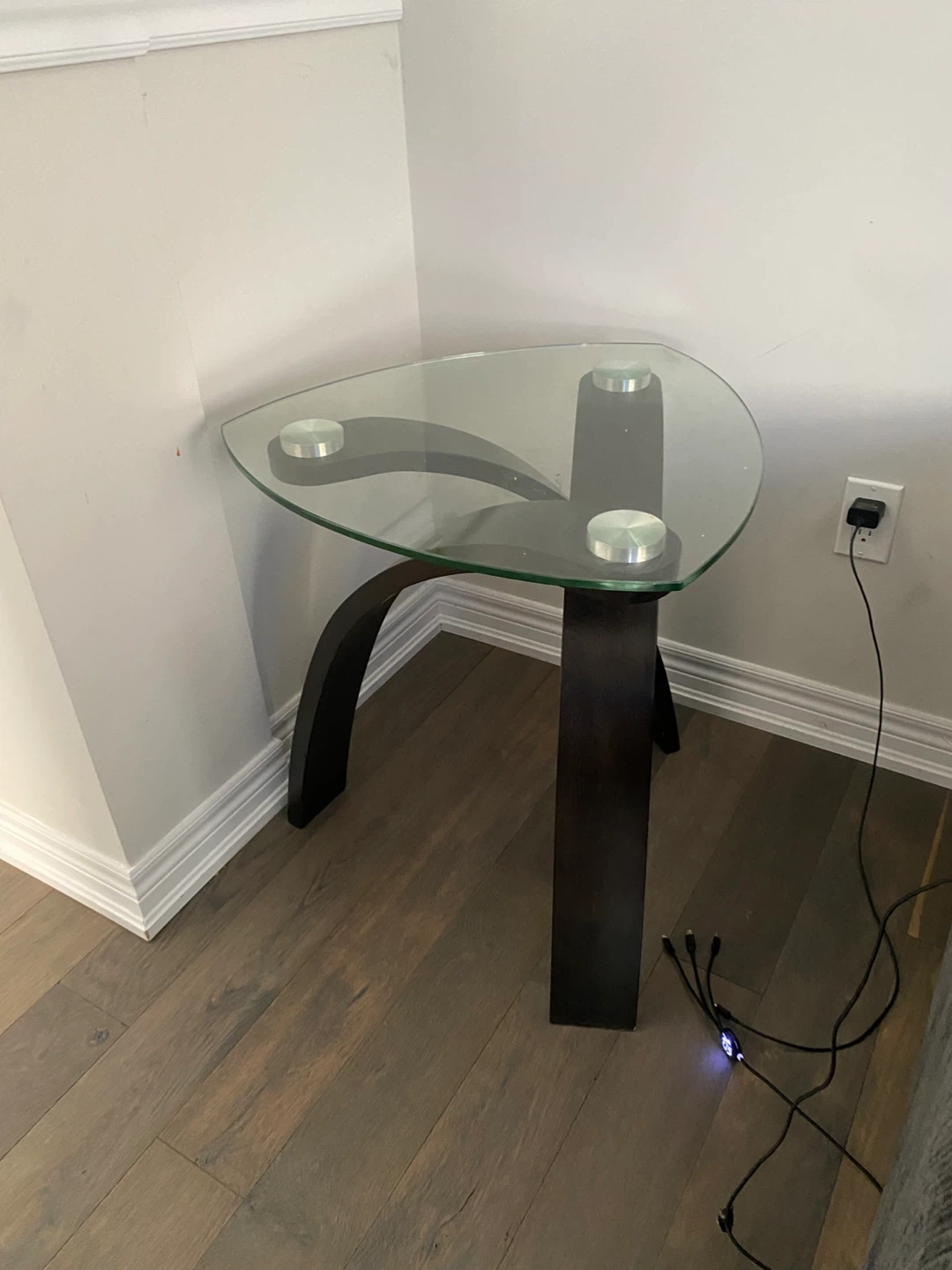 Glass and Dark Wood Accent Table - photo 3