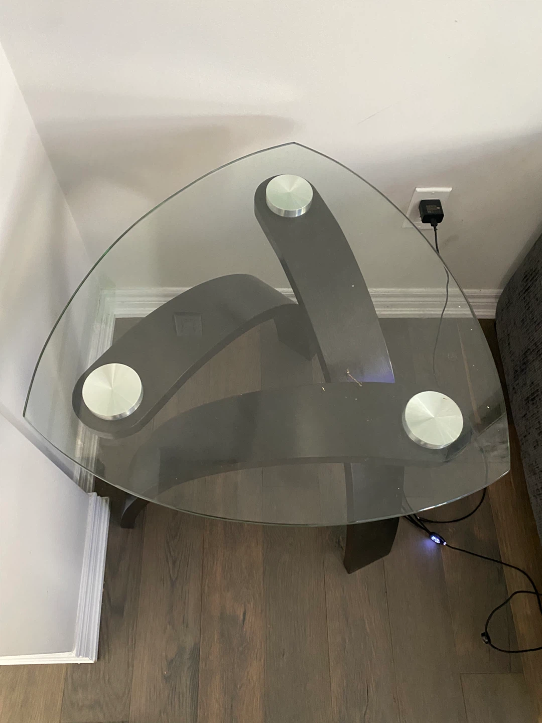 Glass and Dark Wood Accent Table - photo 4