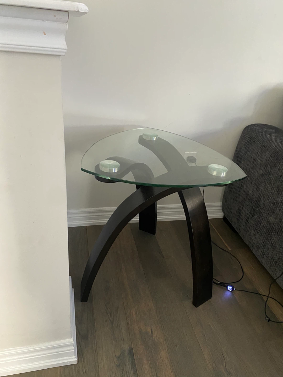 Glass and Dark Wood Accent Table