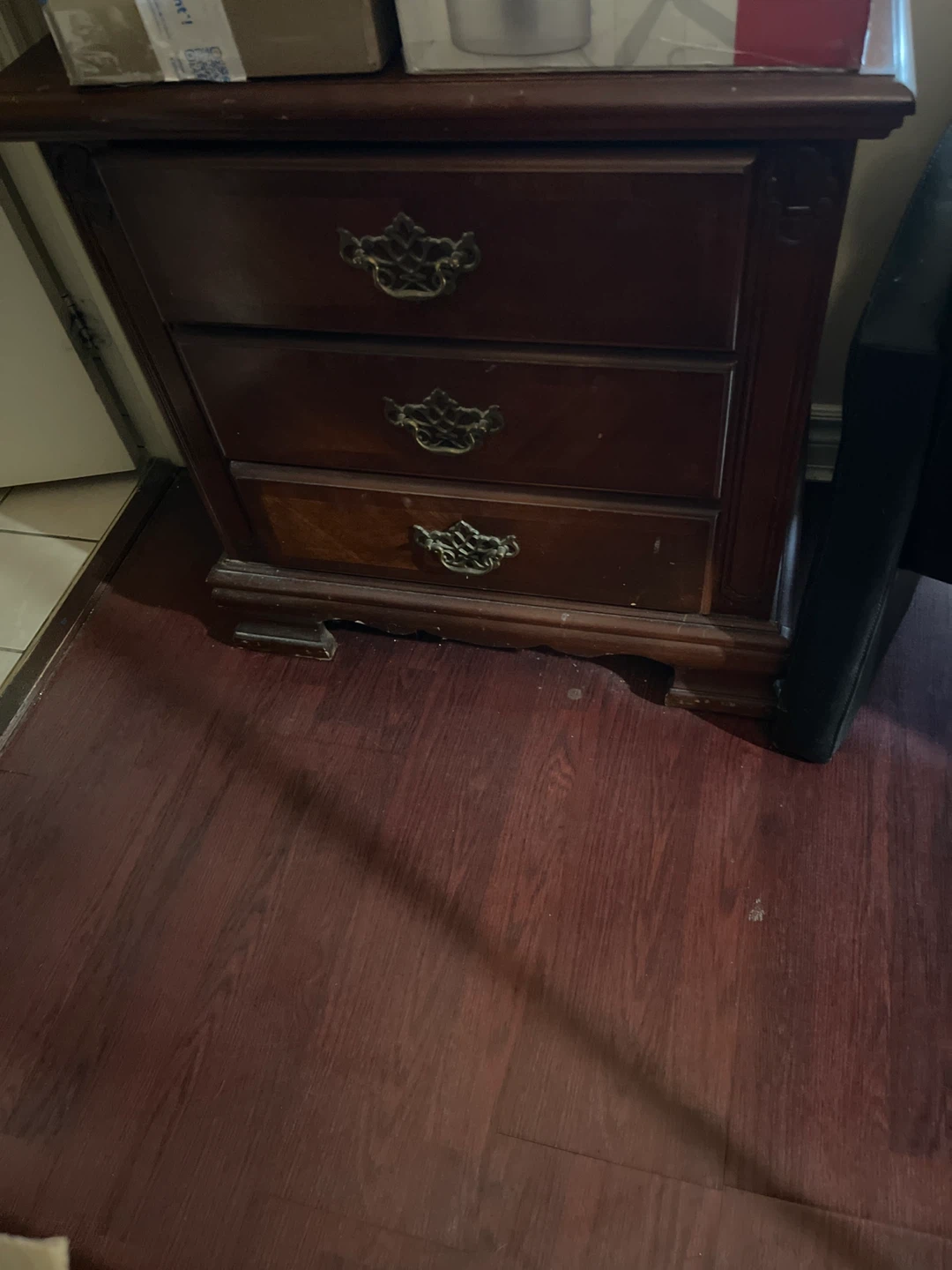 Wooden Nightstand with 3 Drawers