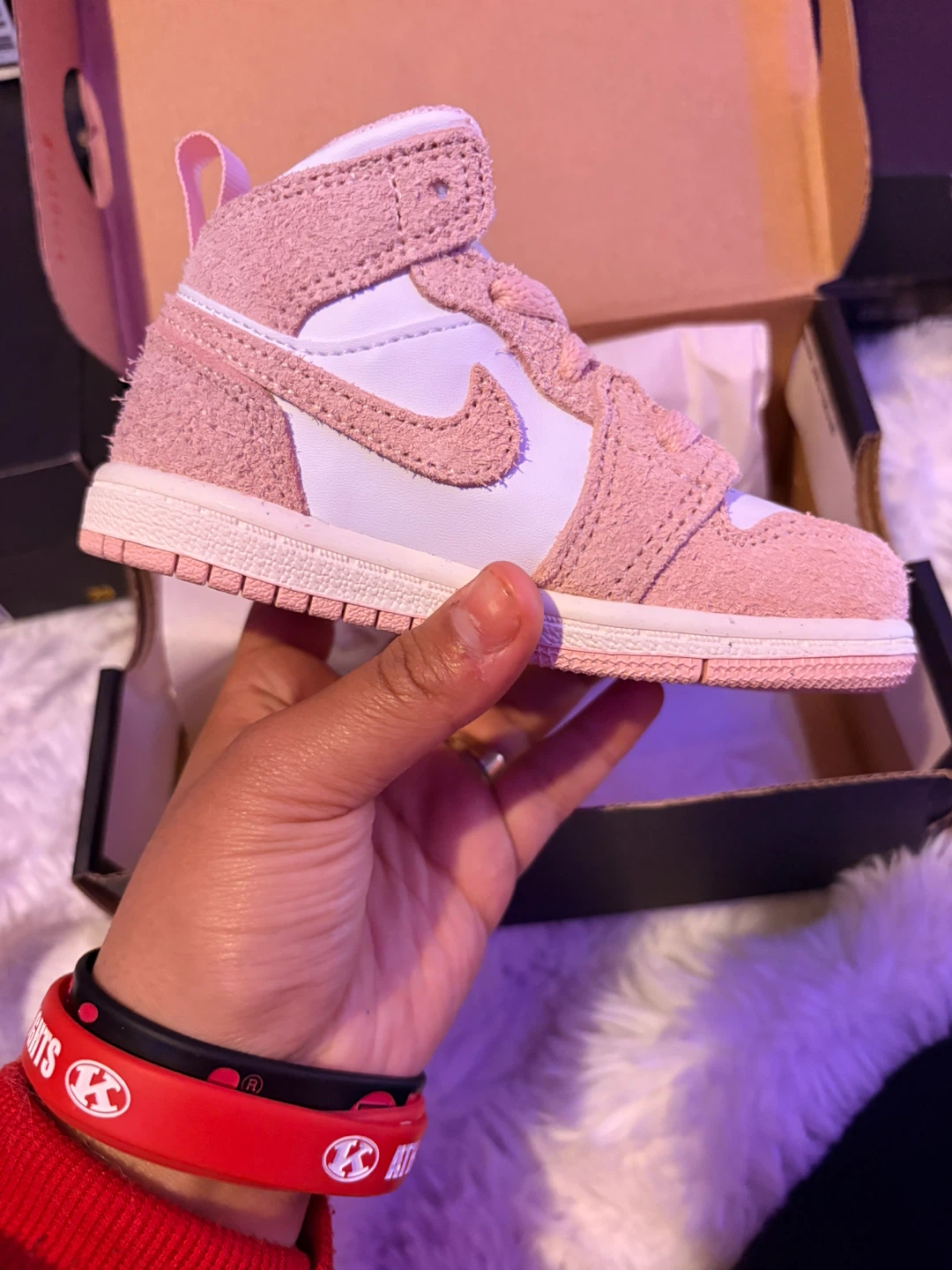 Jordan 1 Mid SE TD Toddler Shoes White/Legend Pink-Sail Size 5c - photo 5