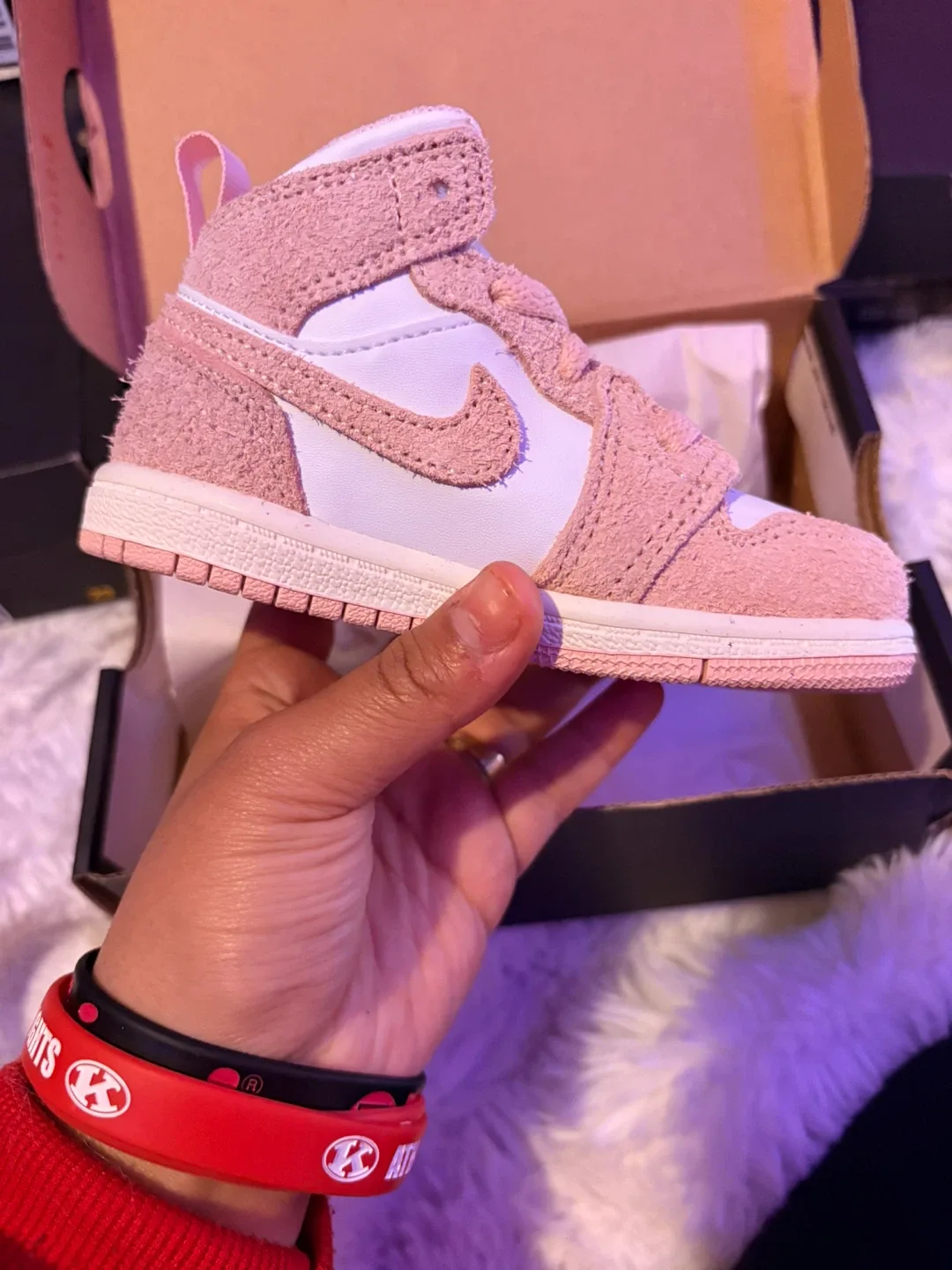 Jordan 1 Mid SE TD Toddler Shoes White/Legend Pink-Sail Size 5c - photo 5