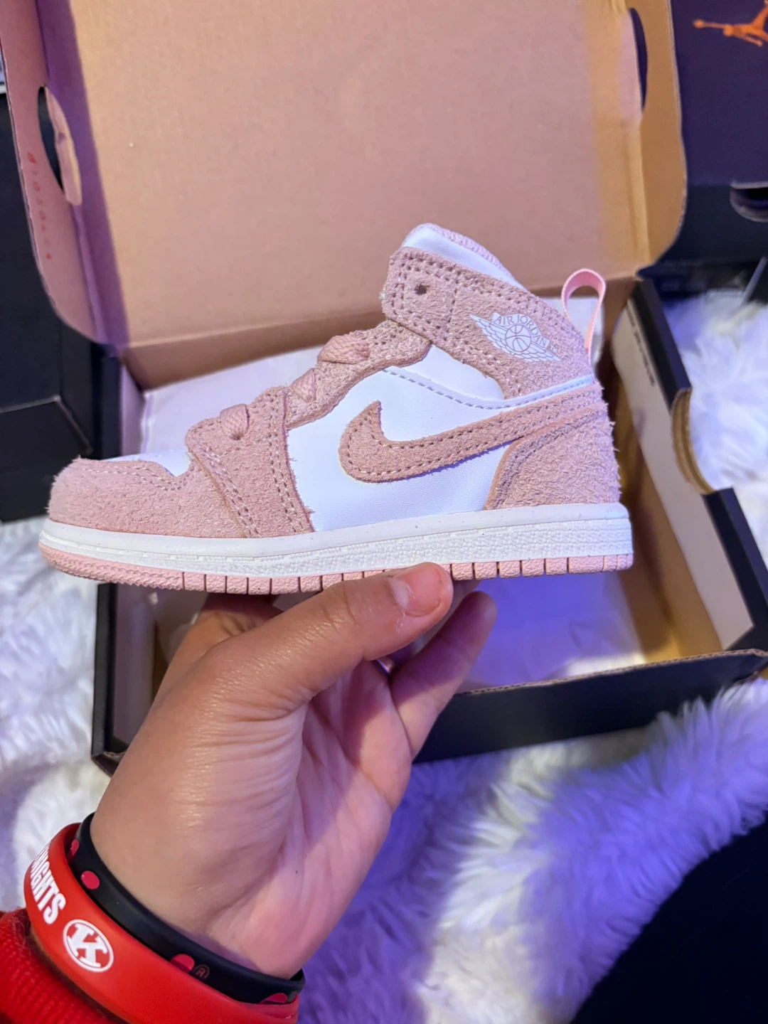 Jordan 1 Mid SE TD Toddler Shoes White/Legend Pink-Sail Size 5c - photo 3