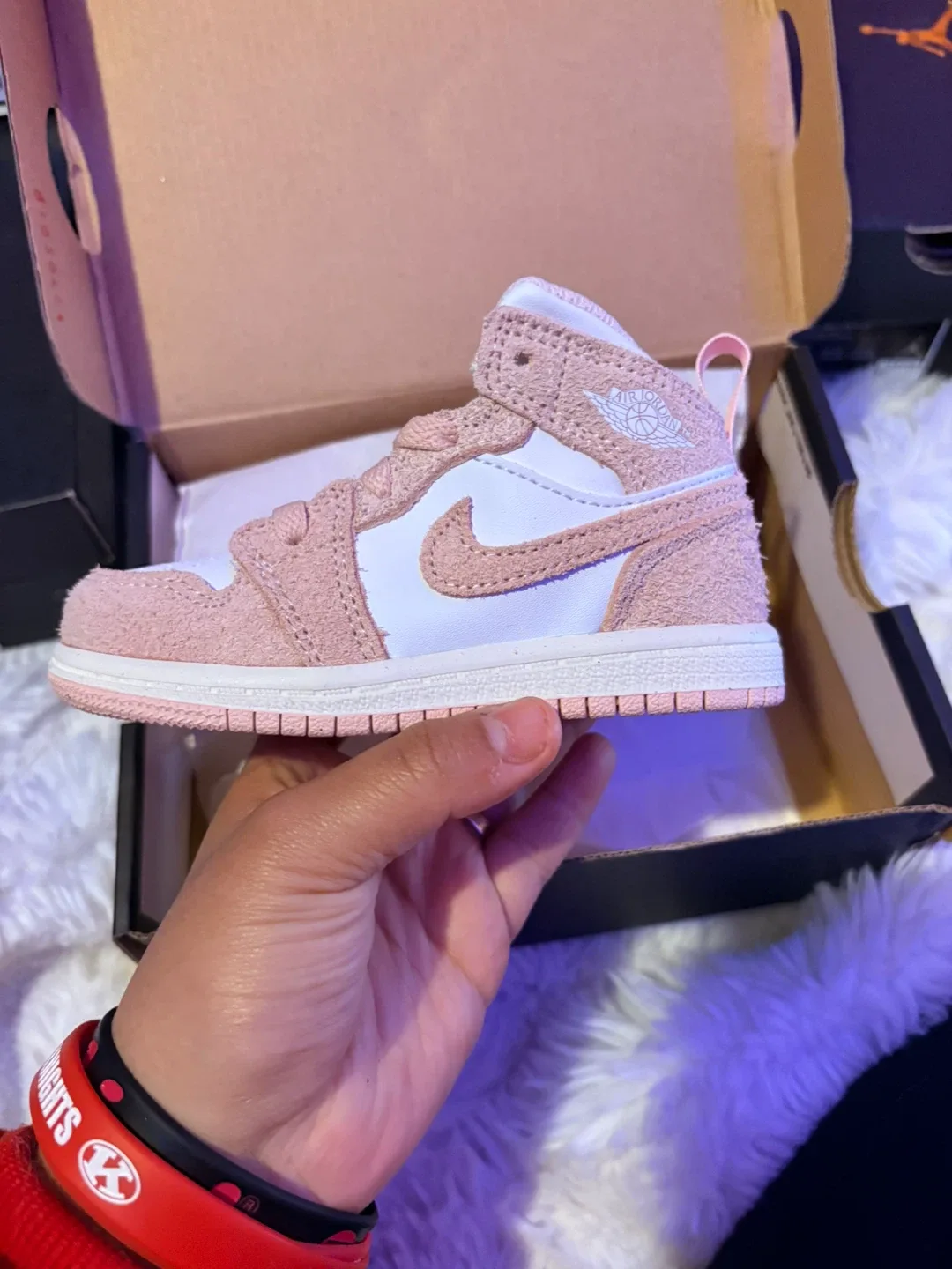 Jordan 1 Mid SE TD Toddler Shoes White/Legend Pink-Sail Size 5c - photo 3