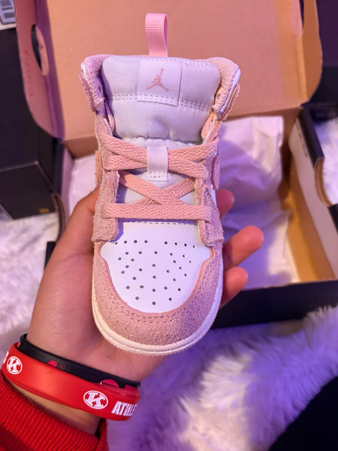 Jordan 1 Mid SE TD Toddler Shoes White/Legend Pink-Sail Size 5c - photo 4