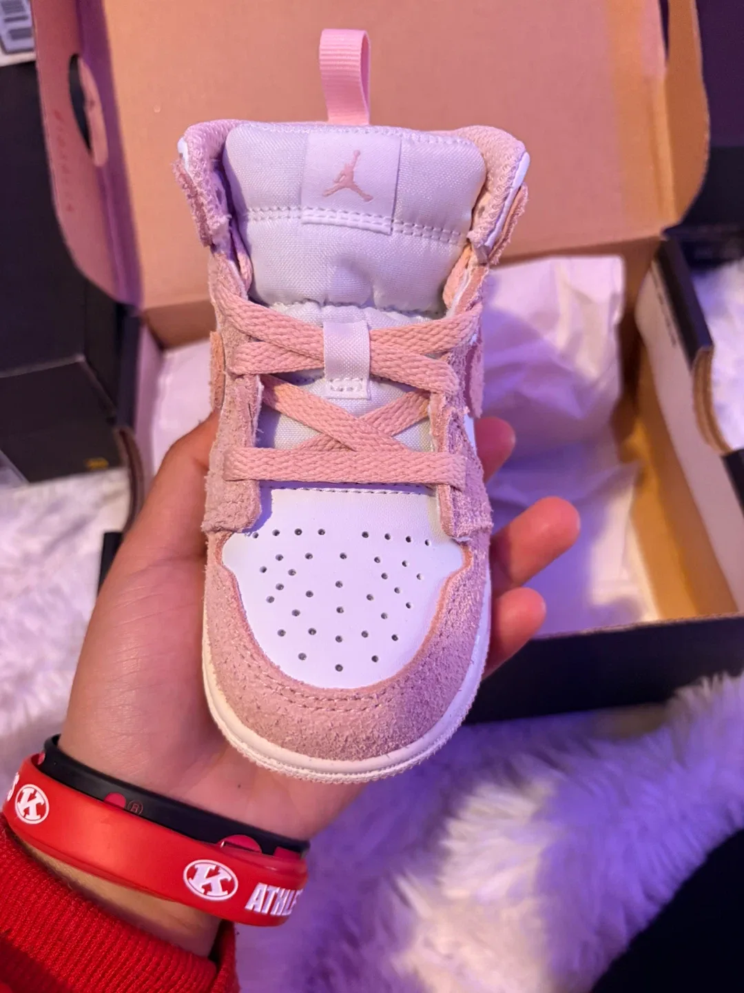 Jordan 1 Mid SE TD Toddler Shoes White/Legend Pink-Sail Size 5c - photo 4