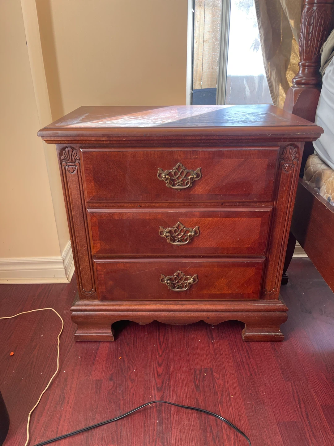 Wooden Nightstand with 3 Drawers - photo 2