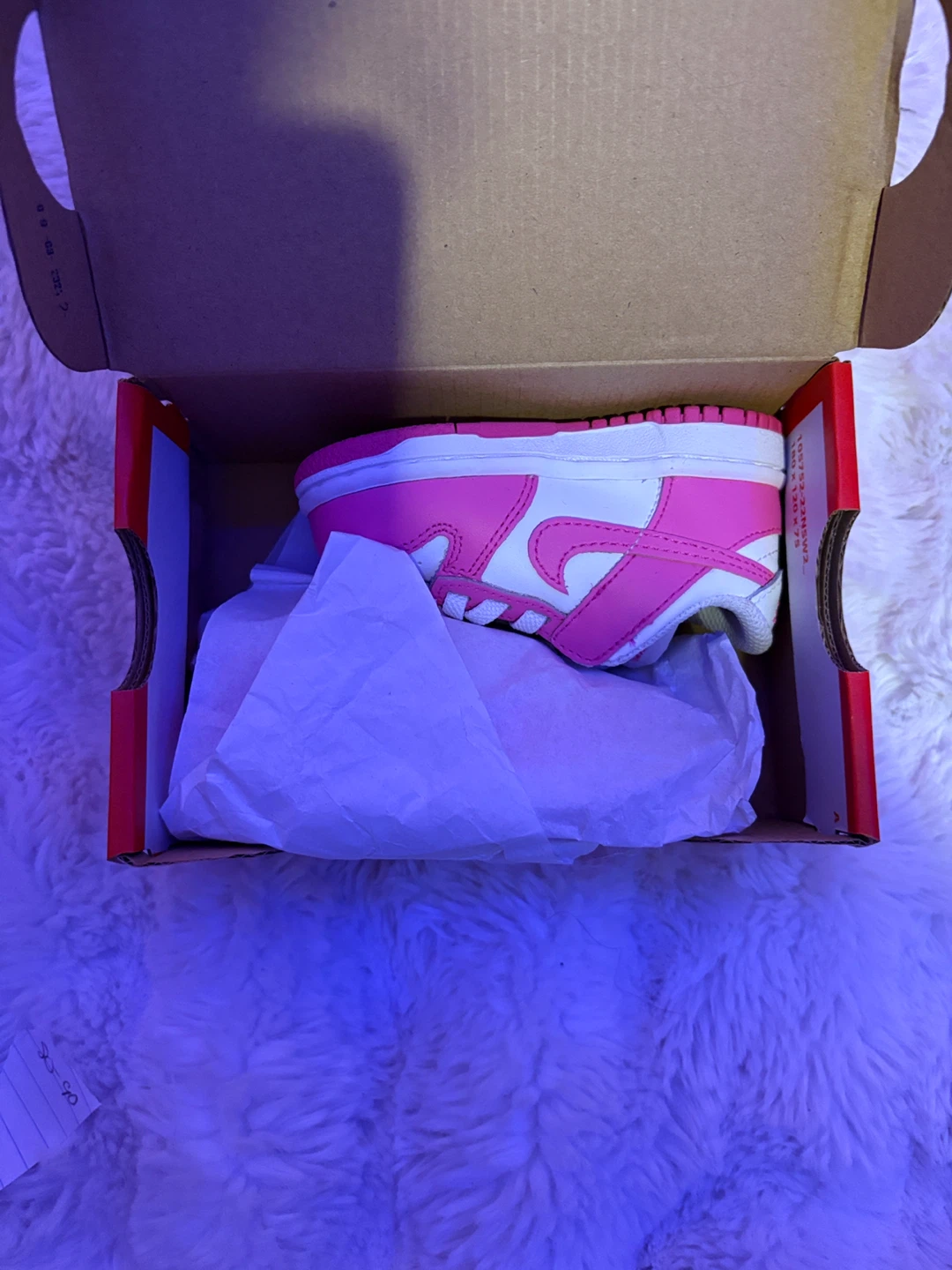 Nike Dunk Low (TD) Toddler Shoes White/Laser Fuchsia Size 5c - photo 2