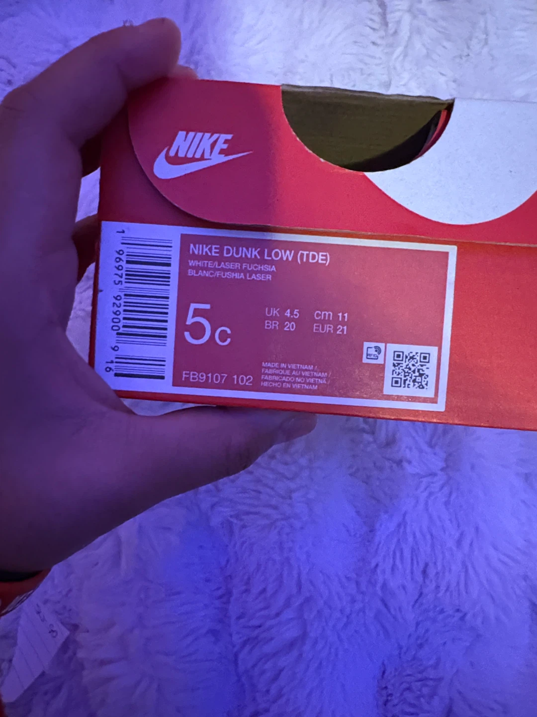 Nike Dunk Low (TD) Toddler Shoes White/Laser Fuchsia Size 5c - photo 4