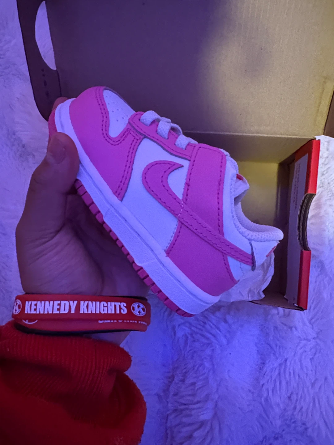 Nike Dunk Low (TD) Toddler Shoes White/Laser Fuchsia Size 5c - photo 3