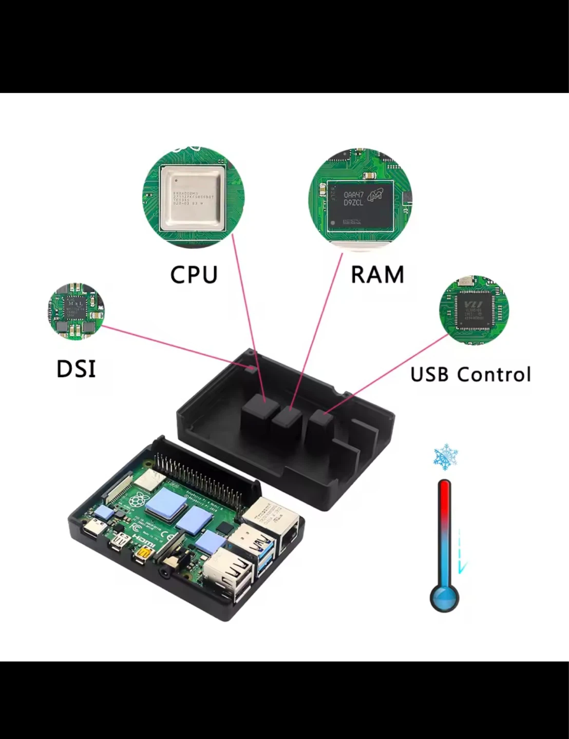 Aluminum Cooling Case for Raspberry Pi 4 - photo 2
