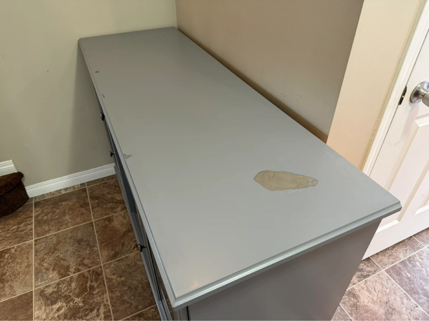 Grey Media Console with Glass Doors - photo 4