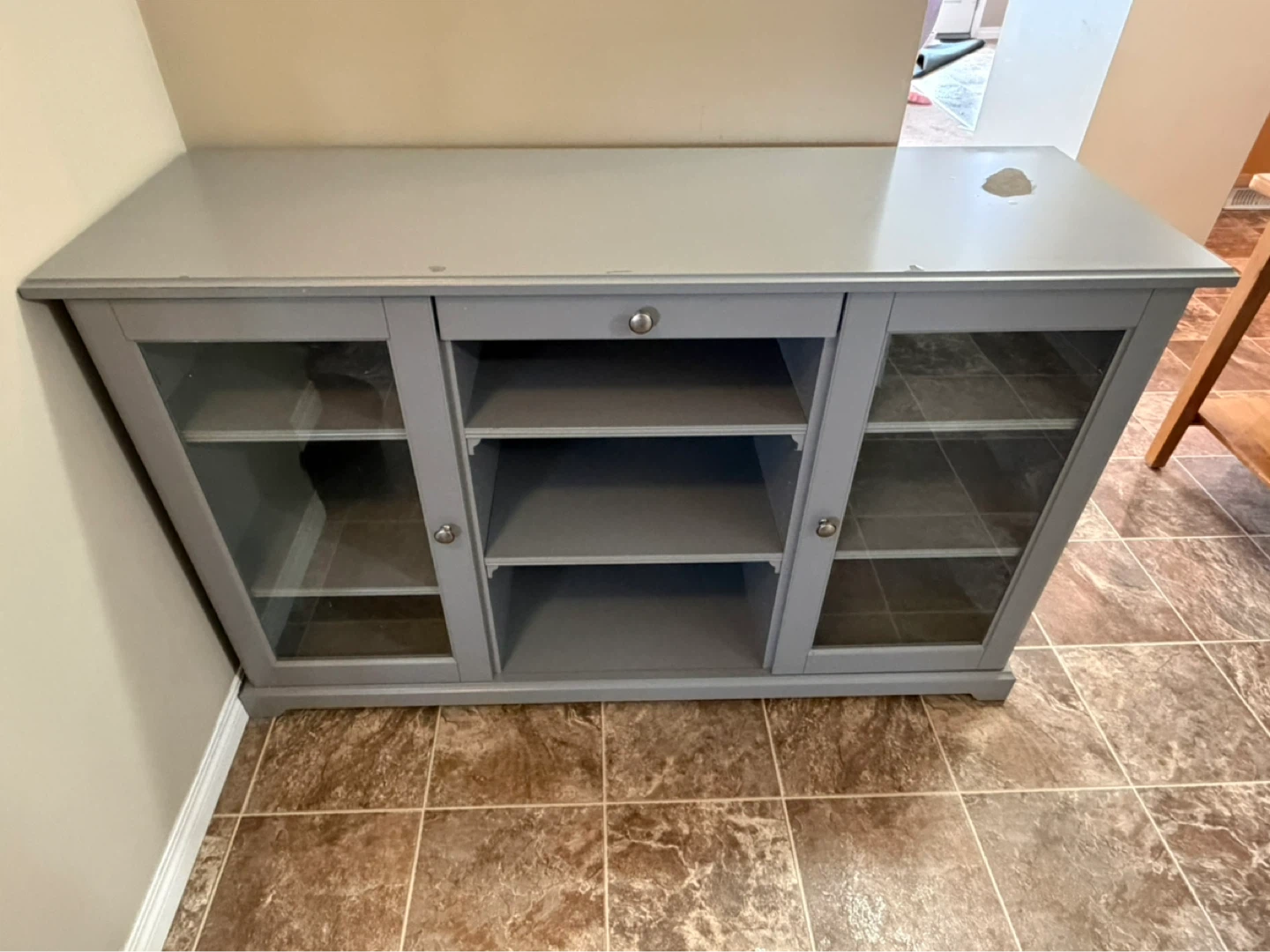 Grey Media Console with Glass Doors - photo 3