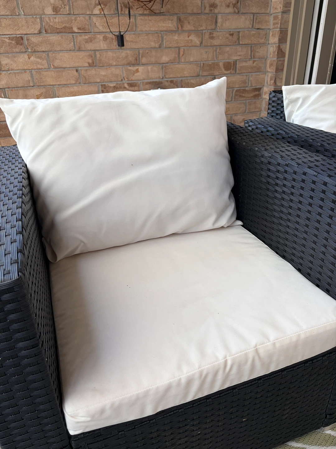 Black Wicker Patio Furniture Set with White Cushions - photo 4