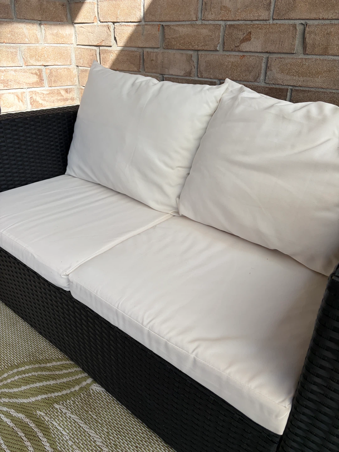 Black Wicker Patio Furniture Set with White Cushions - photo 3