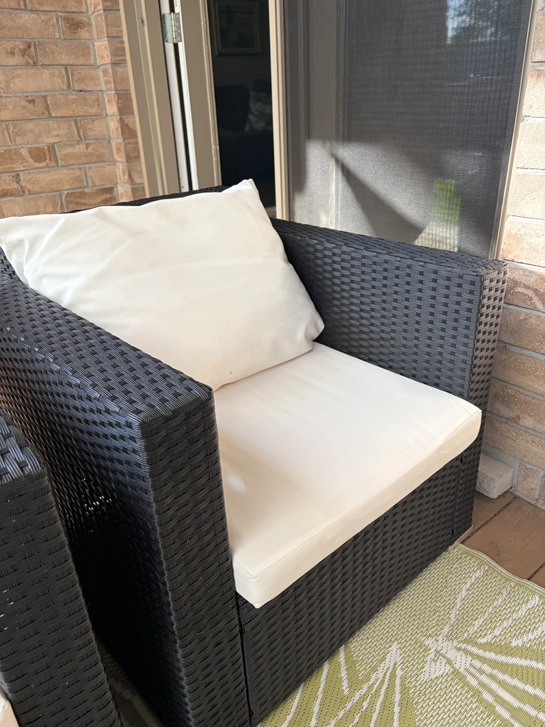 Black Wicker Patio Furniture Set with White Cushions - photo 2