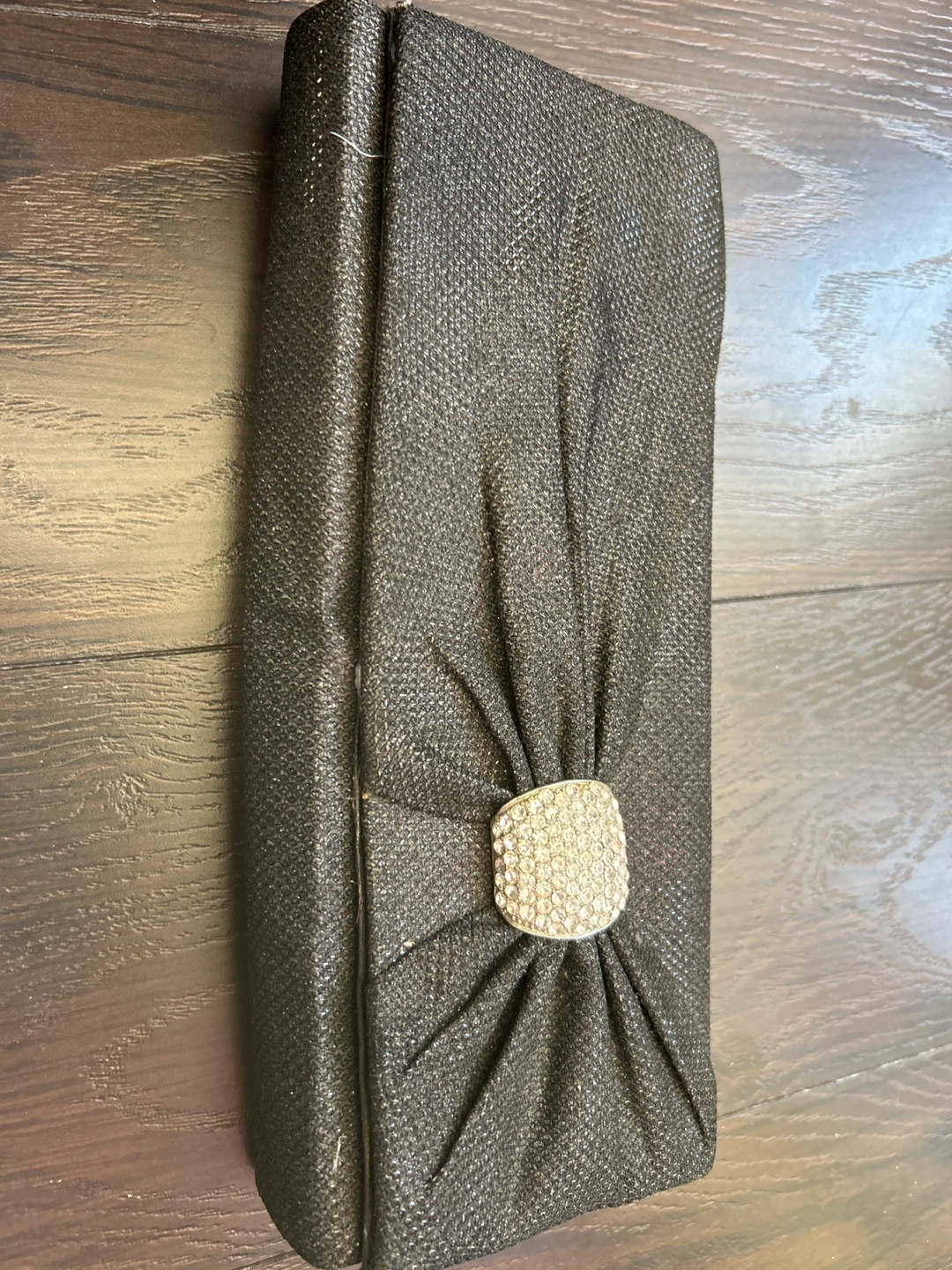 Black Clutch Purse with Rhinestone Embellishment