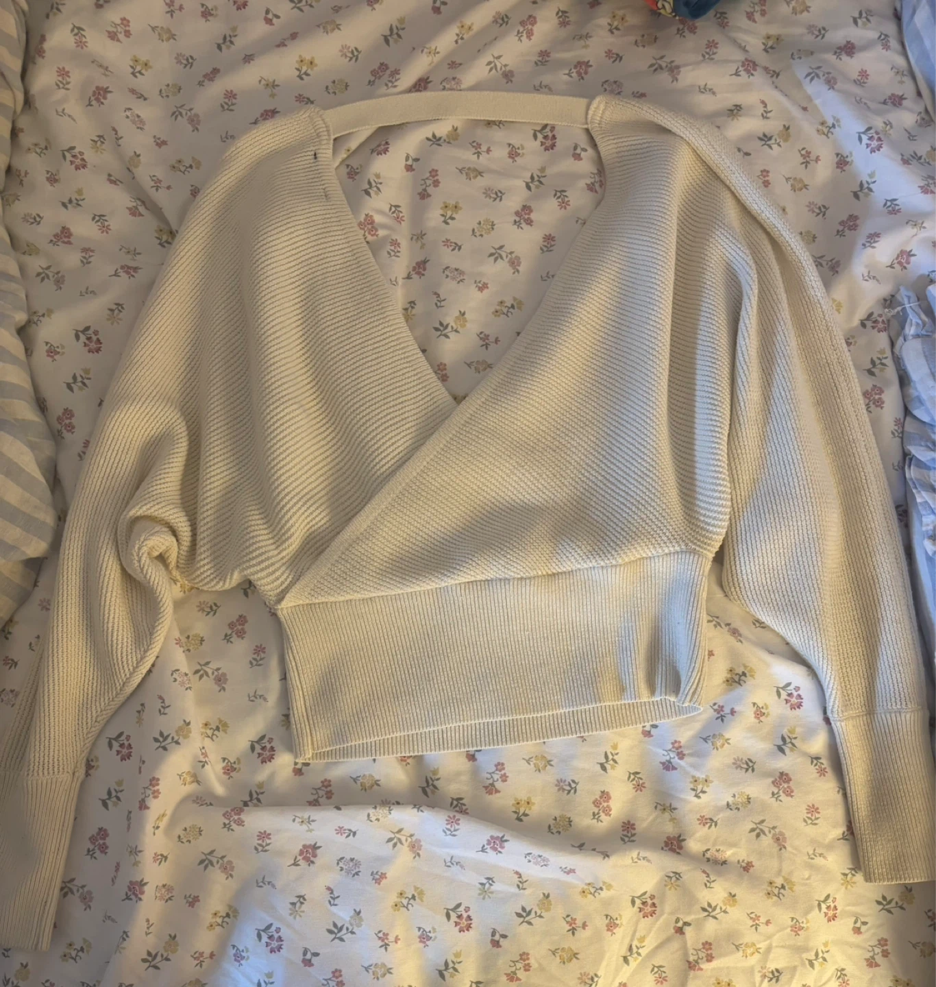 Cream knit wrap sweater