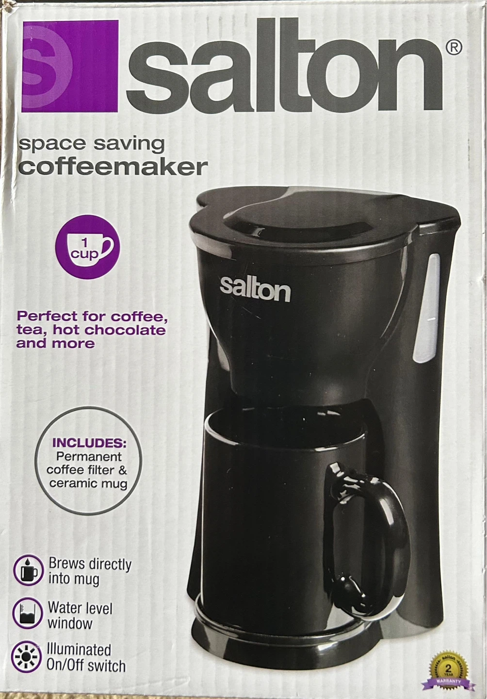 Salton Space Saving 1-Cup Coffeemaker with Ceramic Mug