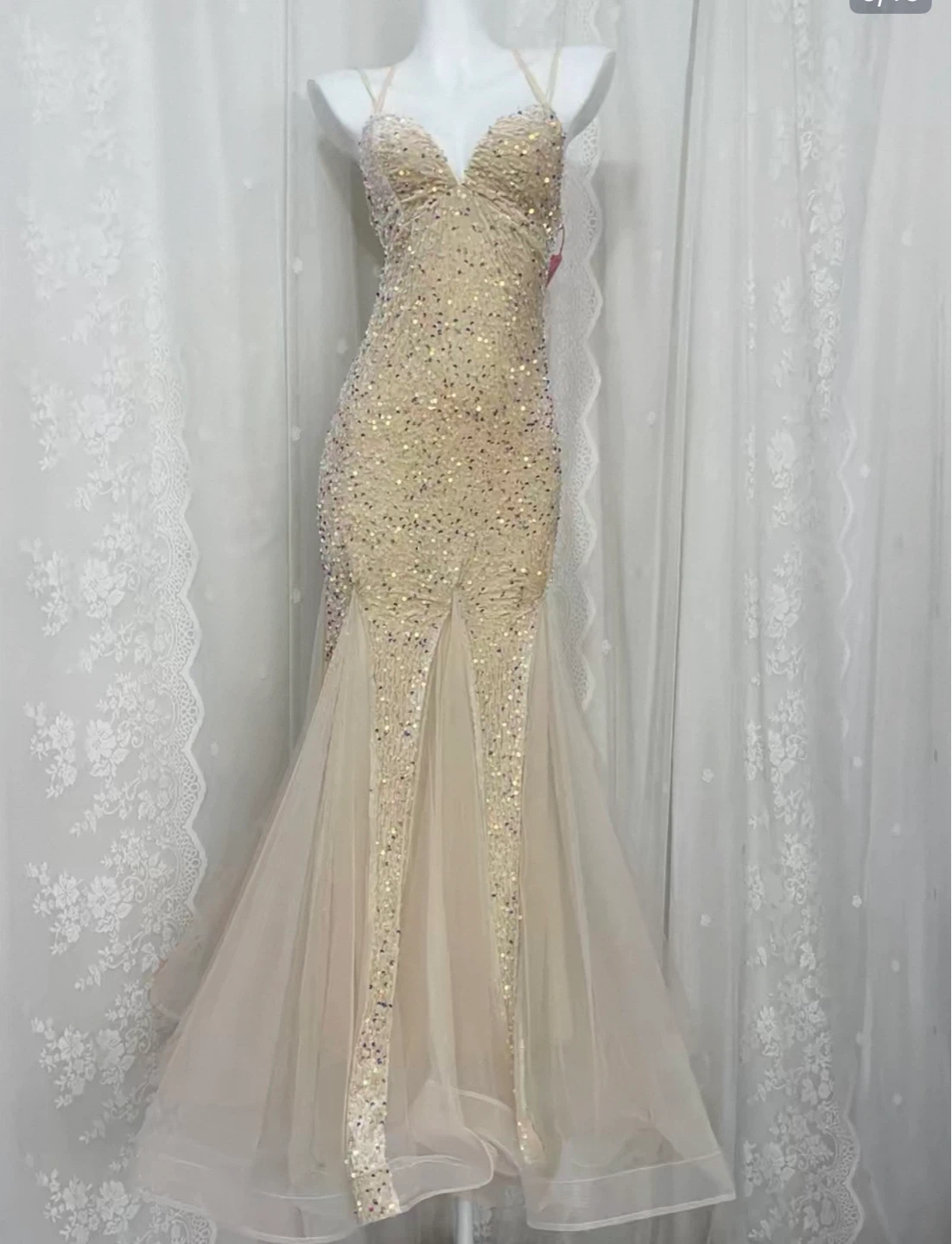 Sparkly Beaded Mermaid Prom Dress