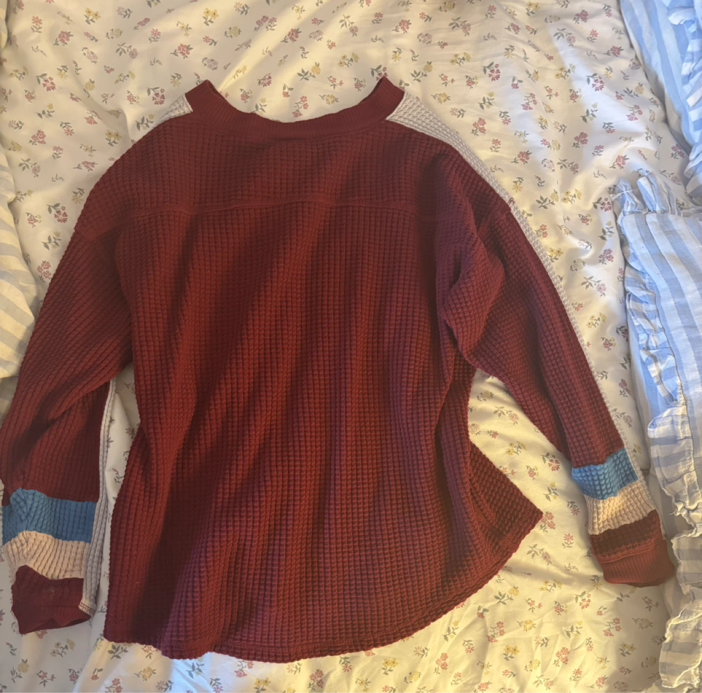 Maroon Thermal Knit Long Sleeve Top