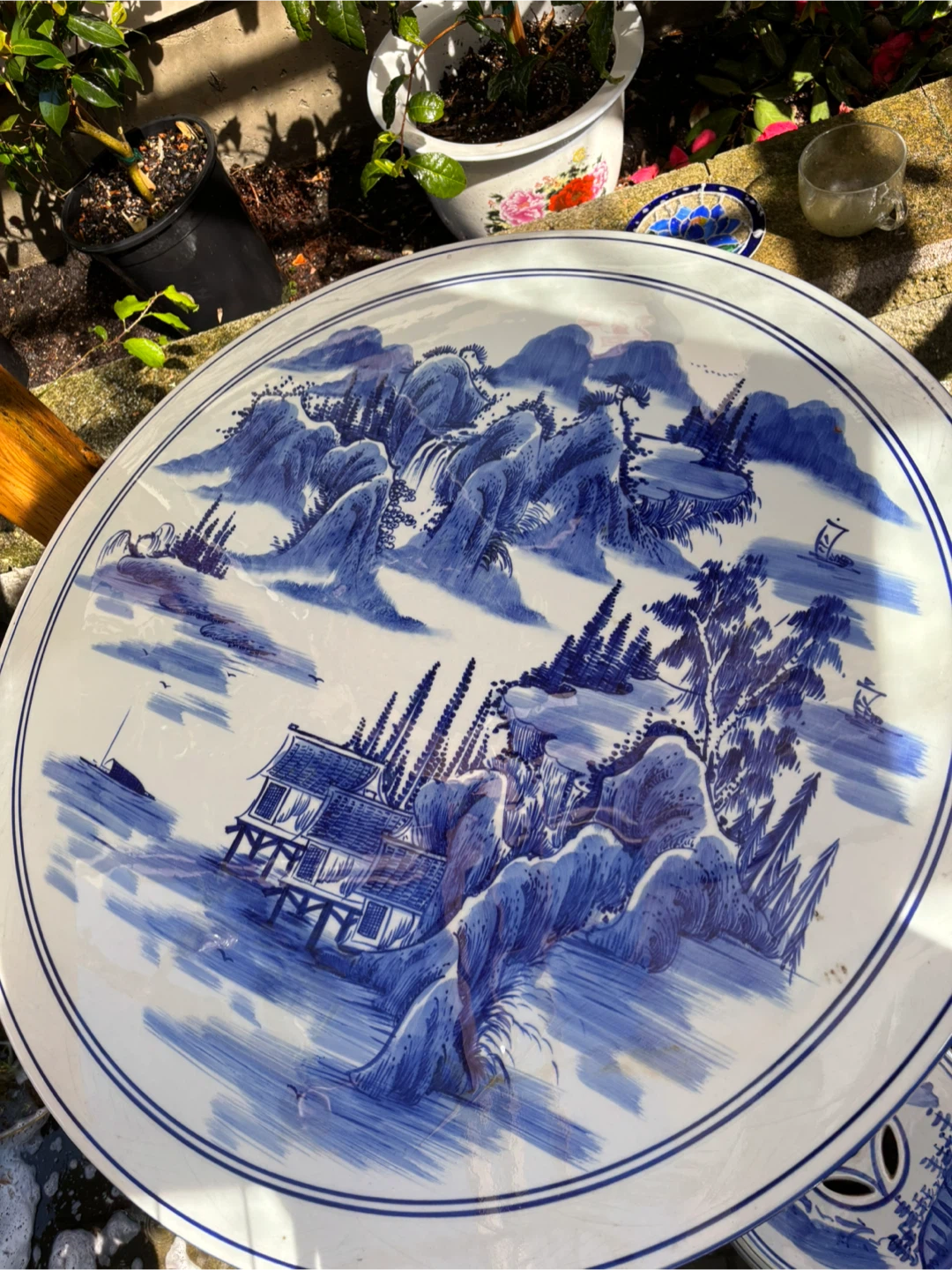 Blue and White Ceramic Garden Stool and Table Set - photo 3