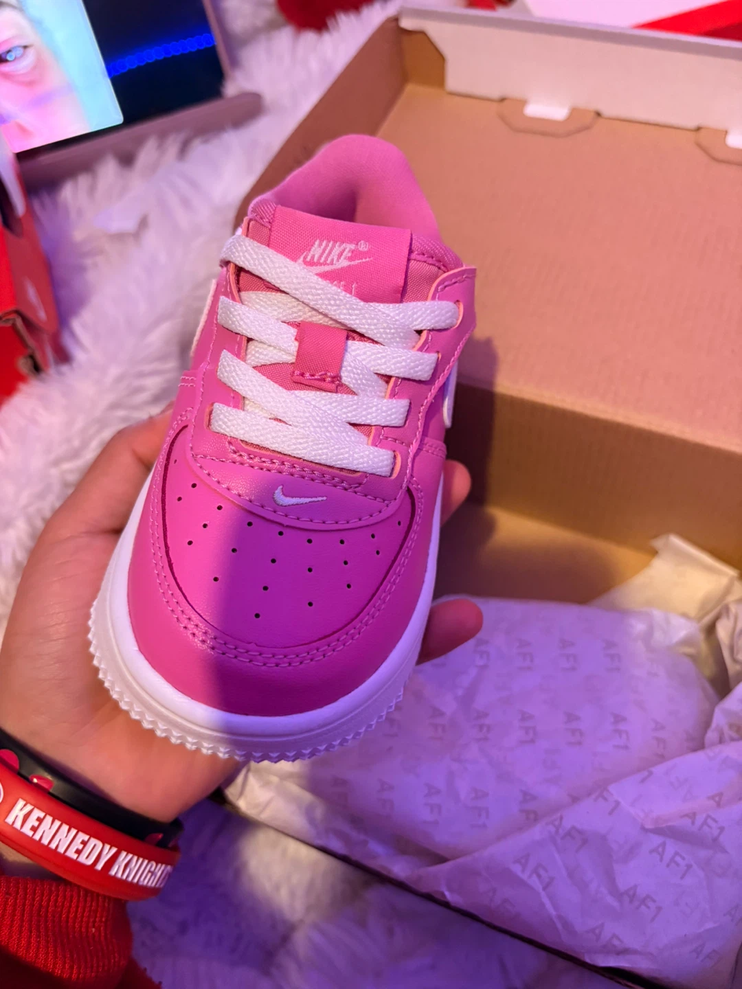 Nike Air Force 1 Low Easy On TD Toddler Shoes Pink White Size 5C - photo 4
