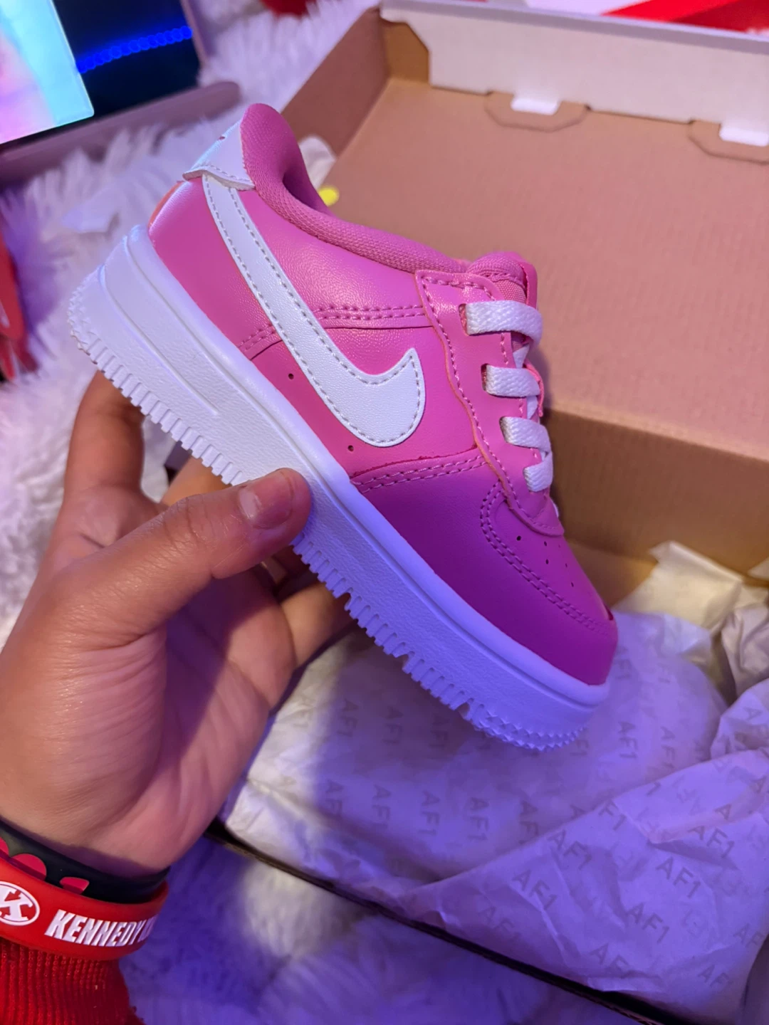 Nike Air Force 1 Low Easy On TD Toddler Shoes Pink White Size 5C - photo 3