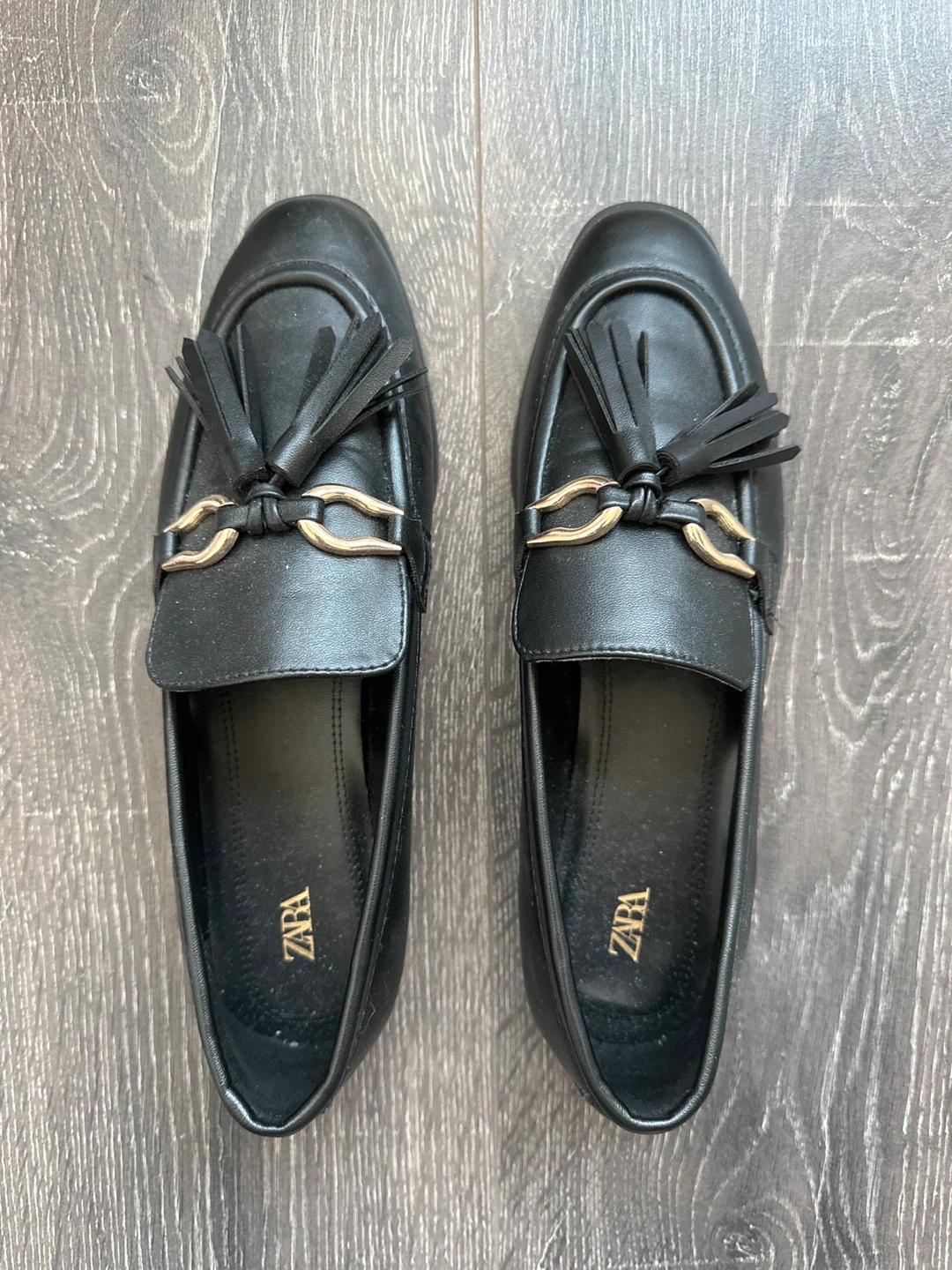 ZARA Black Tassel Loafers - Size 38